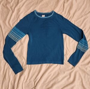 JoyLab Women's Teal Stretchy Workout Long Sleeve Tee With Thumb Holes - Sz XS